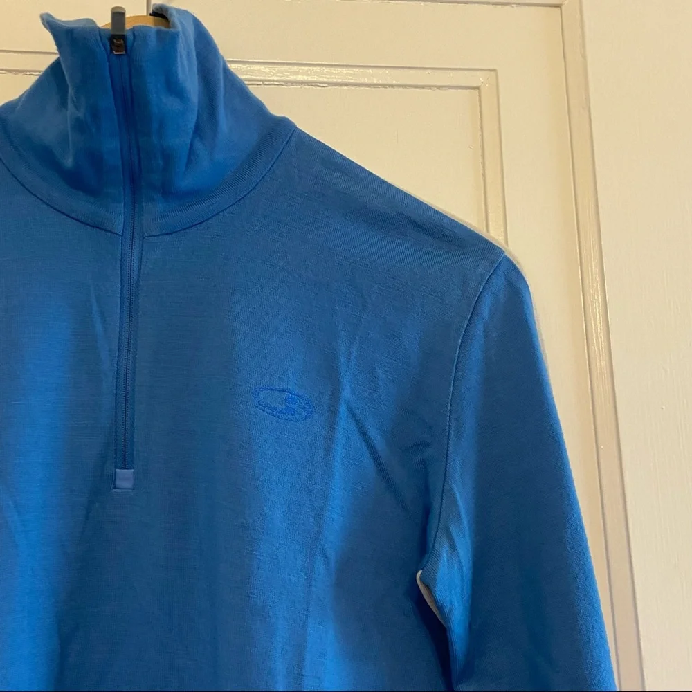 Icebreaker Bodyfit 260 Wool Zip Neck pullover Stripes Medium Blue Gray - Picture 11 of 12